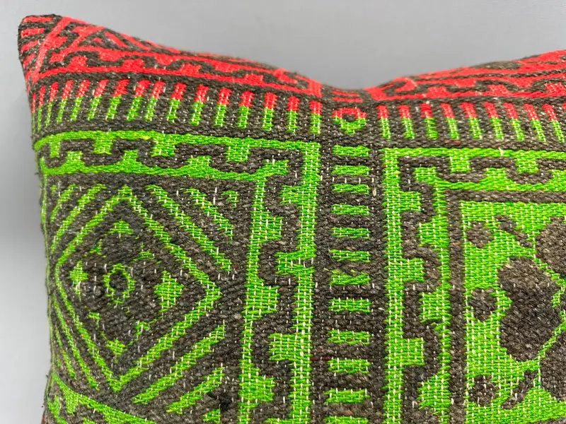 Boho Pillow Sham Cover, Interior Designer Pillow, Kilim Pillow Cover, Vintage Kilim Pillow Pillow, Cushion Case, 18x18 Green Cushion Case - 5