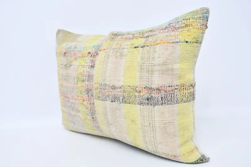 Antique Pillows, Cushion, Vintage Kilim Pillow Pillow Case, 20x28 Yellow Cushion, Kilim Cushion Sham, Kilim Pillow, Muted Cushion Cover - 4