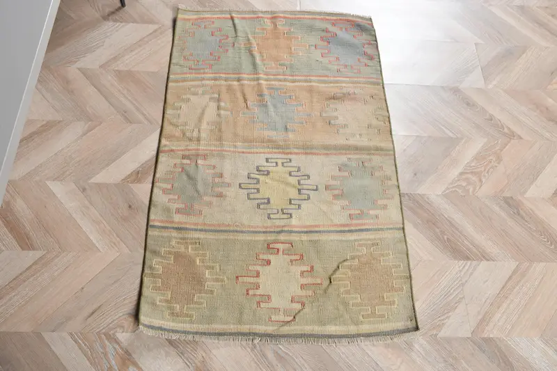 Yeşil Güneybatı Halısı, 2,2x3,5 ft Zarif Yeşil ve Kahverengi