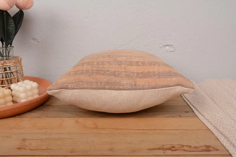 Anatolian Cushion Cover, Home Decor Pillow, 14x14 Pink Pillow Cover, Bolster Pillow, Antique Pillows, Cushion, Neutral Pillow Cover, Kilim Pillow - 5