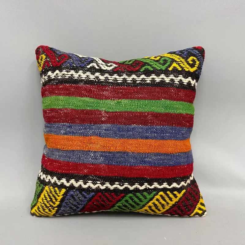 Boho Pillow Sham Cover, 18x18 Green Pillow Cover, Turkish Pillow, Kilim Pillow, Pillow, Authentic Pillow Sham, Authentic Pillow Case - 4