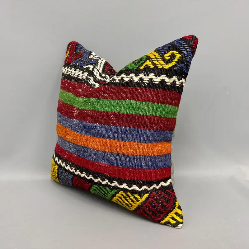 Boho Pillow Sham Cover, 18x18 Green Pillow Cover, Turkish Pillow, Kilim Pillow, Pillow, Authentic Pillow Sham, Authentic Pillow Case - 3