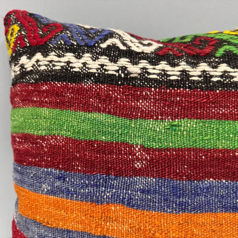 Boho Pillow Sham Cover, 18x18 Green Pillow Cover, Turkish Pillow, Kilim Pillow, Pillow, Authentic Pillow Sham, Authentic Pillow Case - 5