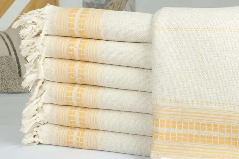 Boyfriend Christmas Gift, Turkish Blanket, Wedding Anniversary Gift, Bridal Shower Gift, Personalized Gifts, 96x94 Linen Striped Towel - 2
