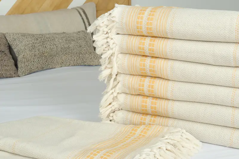 Boyfriend Christmas Gift, Turkish Blanket, Wedding Anniversary Gift, Bridal Shower Gift, Personalized Gifts, 96x94 Linen Striped Towel - 3