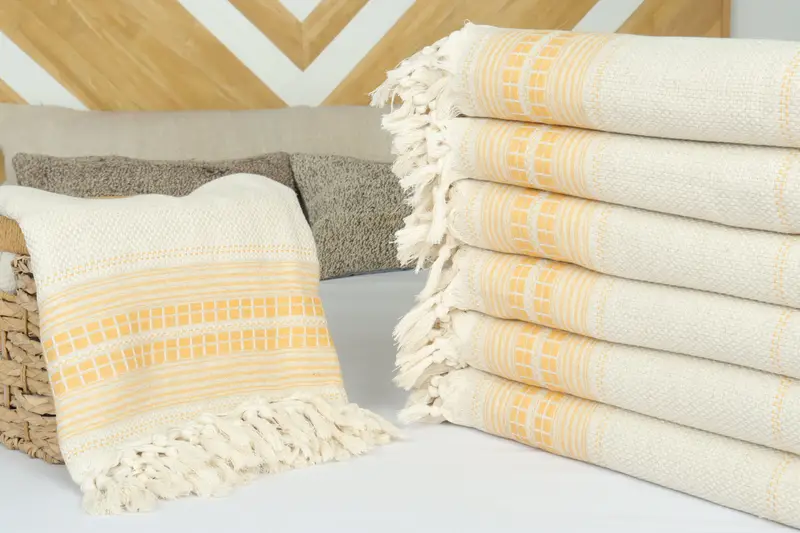 Boyfriend Christmas Gift, Turkish Blanket, Wedding Anniversary Gift, Bridal Shower Gift, Personalized Gifts, 96x94 Linen Striped Towel - 4
