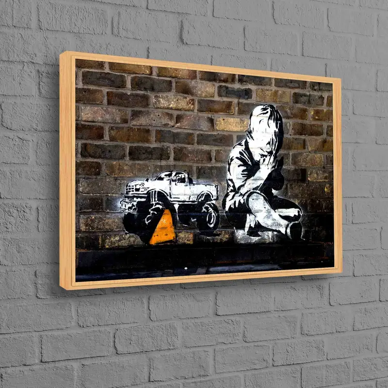 エレガントなバンクシーグラフィティチャイルドキャンバスプリント - ストリートアート装飾