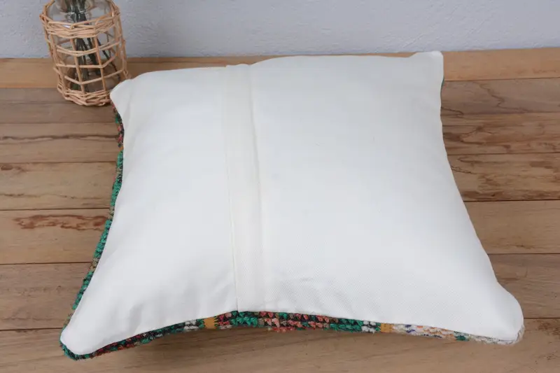 Rustic Cushion Case, Outdoor Throw Pillow Case, Home Decor Pillow, Handmade Kilim Cushion, 16x16 Green Cushion Case, Pillow for Couch, Cushion - 6
