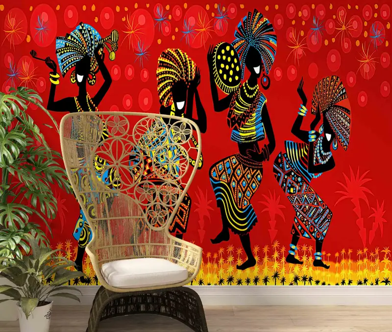 African Woman Dancing Digital Paper, Abstract Woman Wall Decals, Paper Crafts, Black Women Wall Poster, African Wall Art, 3D Wallpaper, - 5
