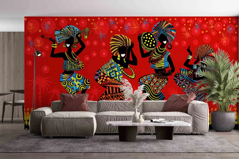 African Woman Dancing Digital Paper, Abstract Woman Wall Decals, Paper Crafts, Black Women Wall Poster, African Wall Art, 3D Wallpaper, - 8