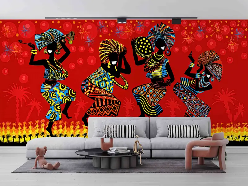African Woman Dancing Digital Paper, Abstract Woman Wall Decals, Paper Crafts, Black Women Wall Poster, African Wall Art, 3D Wallpaper, - 3