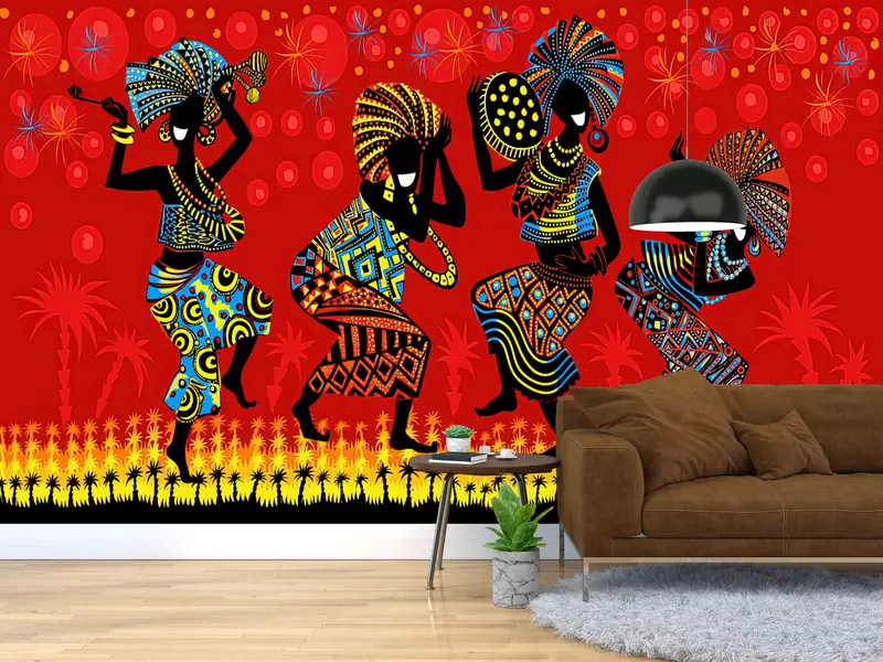 African Woman Dancing Digital Paper, Abstract Woman Wall Decals, Paper Crafts, Black Women Wall Poster, African Wall Art, 3D Wallpaper, - 2