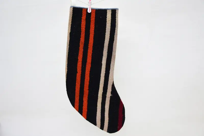 Festlicher Weihnachtsstrumpf in Orange und Braun, Weihnachtsdekoration