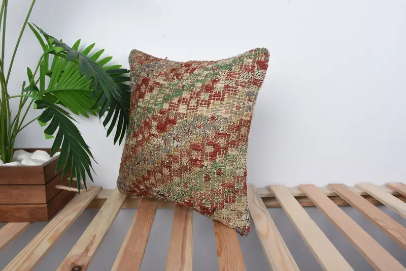 Gift Pillow, Pillow Sham, Pattern Throw Pillow Cover, Boho Pillow, Pillow for Couch, 16x16 Red Pillow Sham, Authentic Pillow Sham - 5