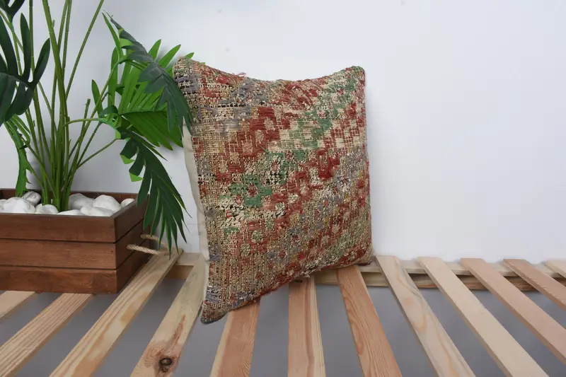 Gift Pillow, Pillow Sham, Pattern Throw Pillow Cover, Boho Pillow, Pillow for Couch, 16x16 Red Pillow Sham, Authentic Pillow Sham - 4