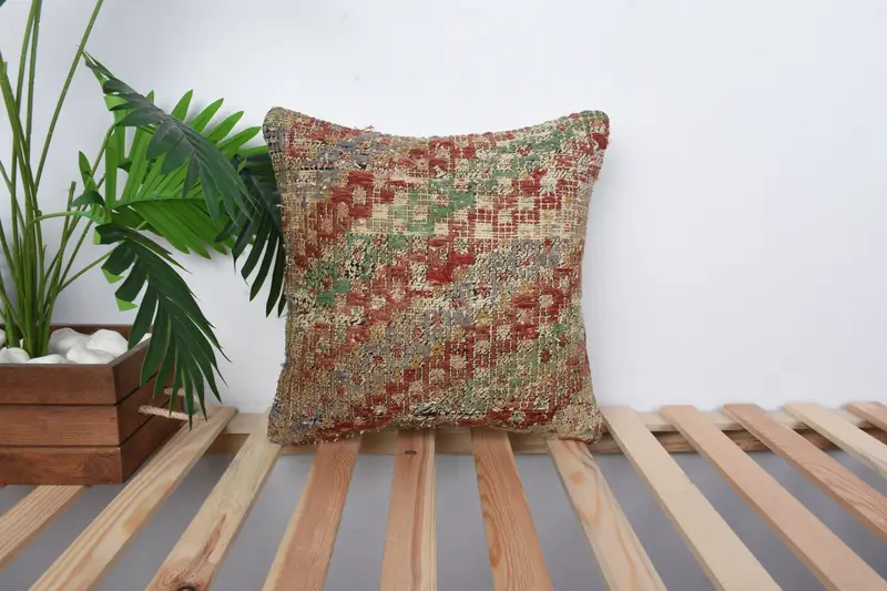 Gift Pillow, Pillow Sham, Pattern Throw Pillow Cover, Boho Pillow, Pillow for Couch, 16x16 Red Pillow Sham, Authentic Pillow Sham - 1