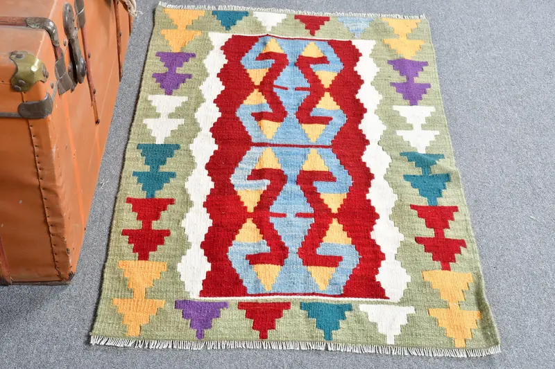 Oushak Rug, 2.4x3.7 ft Vintage Rug, Red Ombré Rug Wool - 1