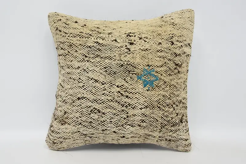 Vintage Kilim Throw Pillow, Vintage Kilim Pillow, Cushion Case, One Of A Kind Cushion, 12x12 Beige Pillow Case, Throw Kilim Pillow - 1