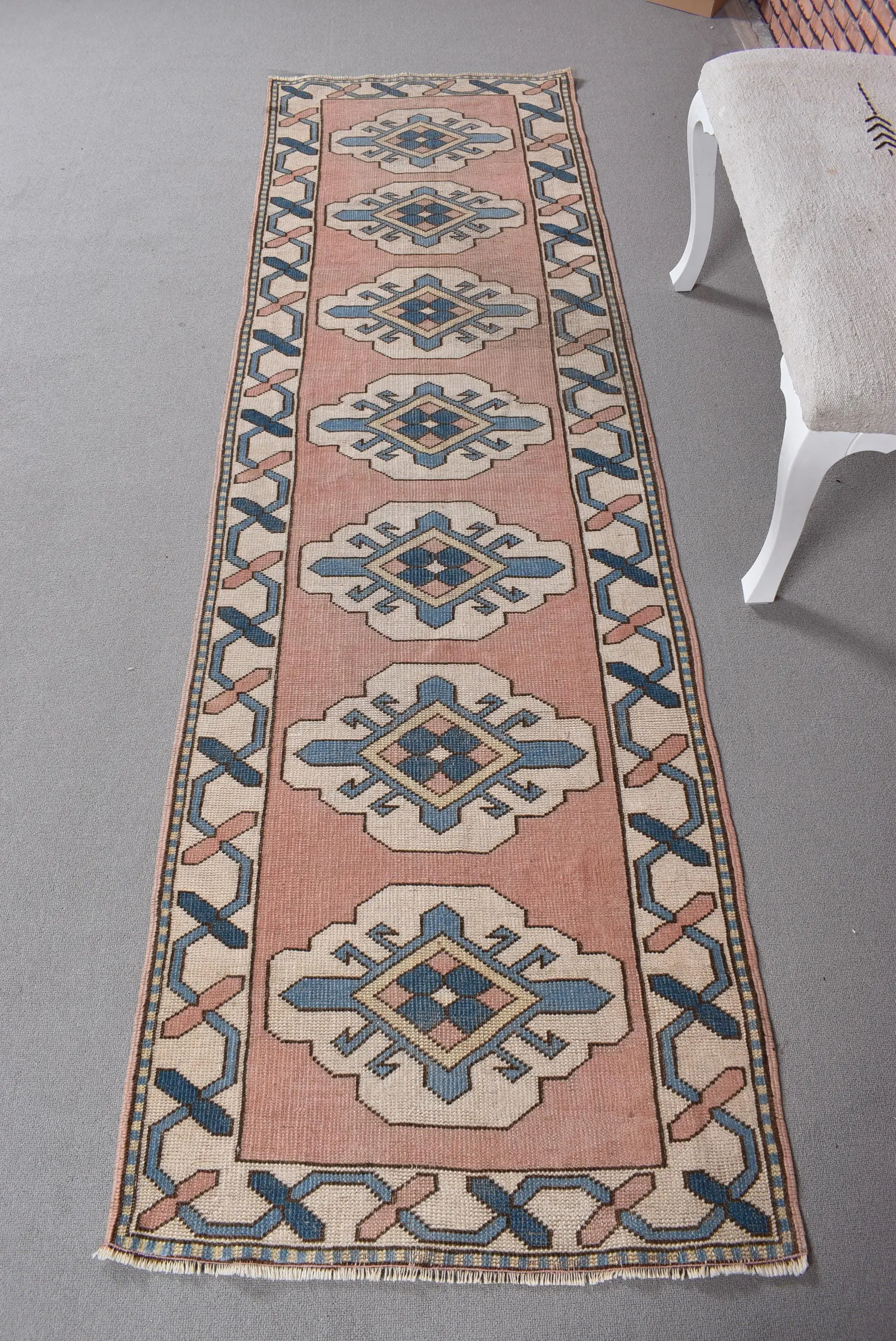 Rug, 2.6x8.6 ft Vintage Rug, Red Animal Print Rug Wool - 1
