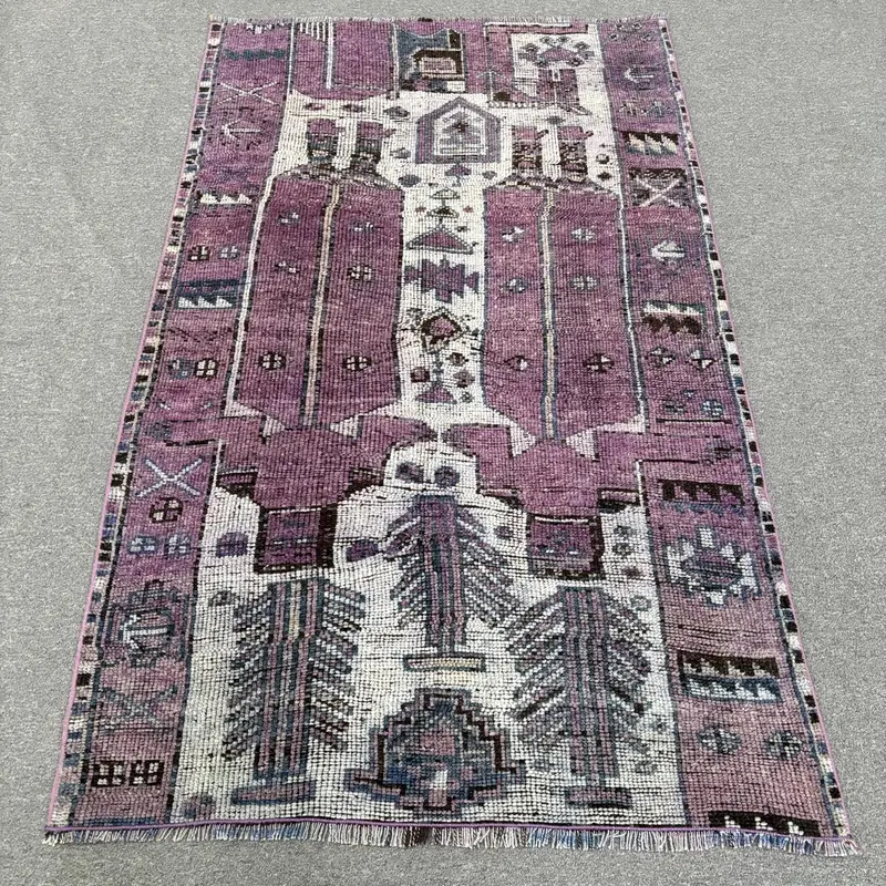 3.6x6.1 ft Turkish Rug, Vintage Accent Rug, Purple White Ombré Rug - 1