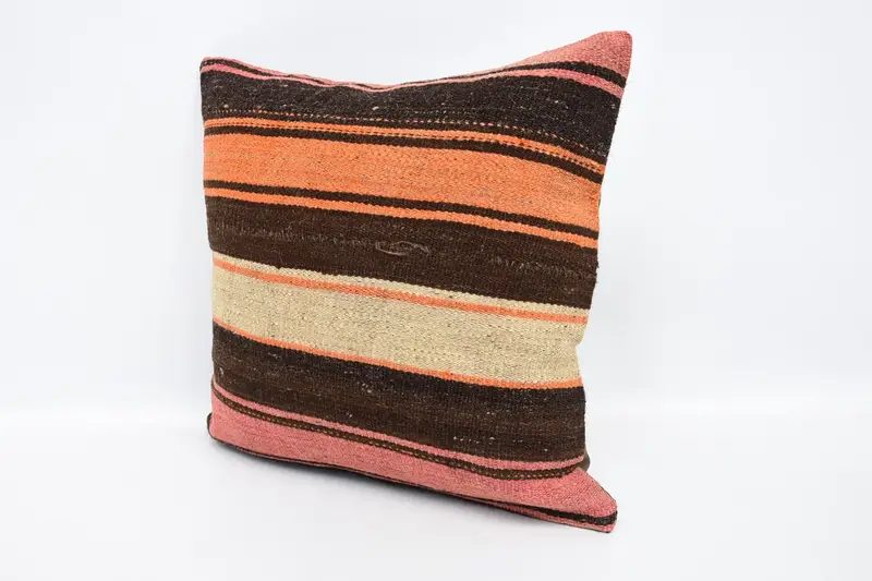 Pastel Cushion Case, 16x16 Brown Pillow Sham, Vintage Kilim Throw Pillow, Pillow, Vintage Kilim Pillow, Pillow for Couch, Decorative Bolster Pillow - 4
