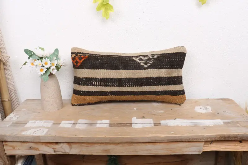 Bright Pillow Sham, Pillow for Sofa, Pillow Sham, Gift Pillow, 8x16 Brown Pillow Sham, Tribal Cushion, Vintage Pillow, Nautical Throw Cushion Cover - 1