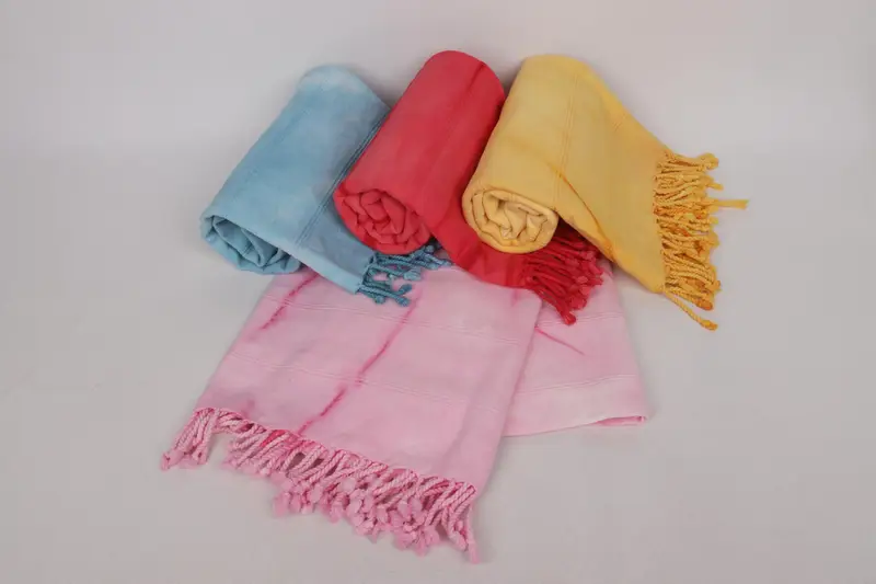 Decorative Towel, Organic Turkish towel, 64x38 Cotton Striped Tie Dye Towel, Turkish beach towel, Home Decor Towel, Large Turkish Towel - 3