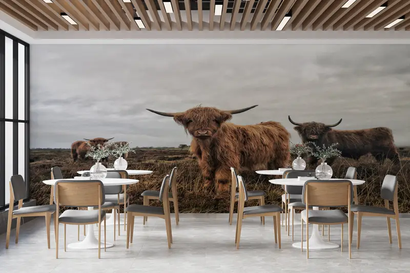 Highland Cow, Cow Wall Poster, Highland Cow Wallpaper, Cattle Wallpaper, Animal Wall Decor, Buffalo Wall Art, Horned Bull Wall Painting, - 5