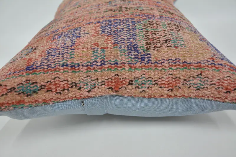 Home Decor Pillow, Boho Pillow, Handmade Rug Seat Pillow Sham, 16x24 Red Cushion Case, Pillow Sham, Ethnical Kilim Rug Pillow, Pastel Cushion Cover - 5
