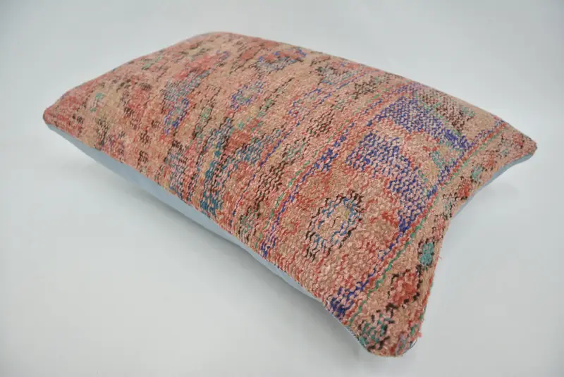 Home Decor Pillow, Boho Pillow, Handmade Rug Seat Pillow Sham, 16x24 Red Cushion Case, Pillow Sham, Ethnical Kilim Rug Pillow, Pastel Cushion Cover - 6