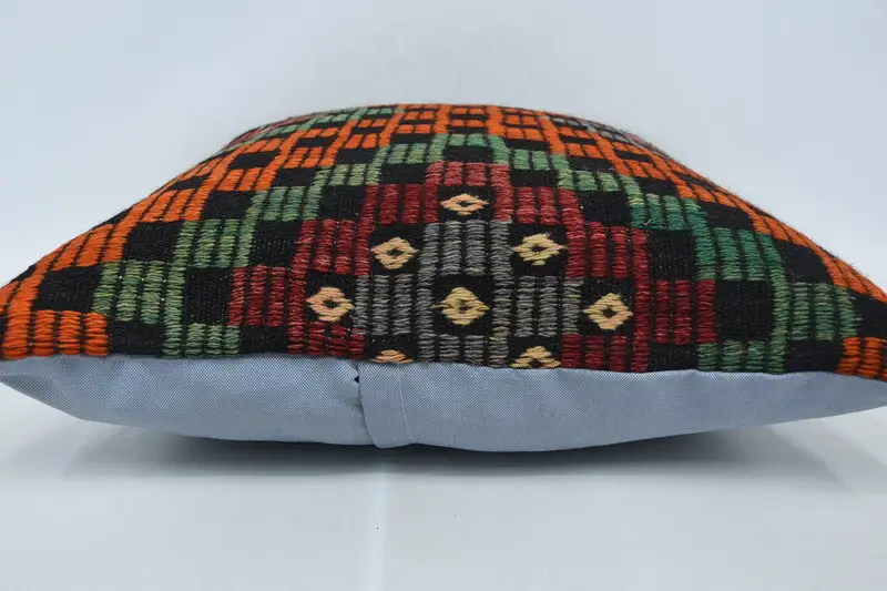 Anatolian Pillow Case, Vintage Kilim Pillow, Turkish Bench Cushion Cover, 24x24 Orange Cushion Case, Throw Kilim Pillow, Vintage Pillow, Pillow Sham - 5