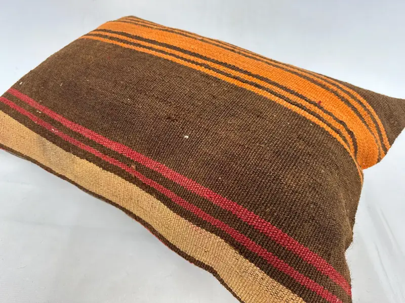 Interior Designer Pillow, Cushion Cover, Kilim Pillow Cover, Sustainable Pillow Cover, Kilim Cushion Sham, 20x28 Orange Cushion Case - 6