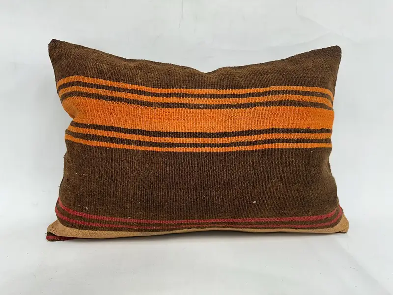 Interior Designer Pillow, Cushion Cover, Kilim Pillow Cover, Sustainable Pillow Cover, Kilim Cushion Sham, 20x28 Orange Cushion Case - 1