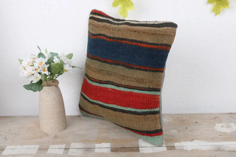 Boho Pillow Sham Cover, Bed Pillow, 12x12 Red Cushion, Pillow for Couch, Wholesale Pillow, Vintage Kilim Throw Pillow, Pillow Cover, Outdoor Cushion - 4