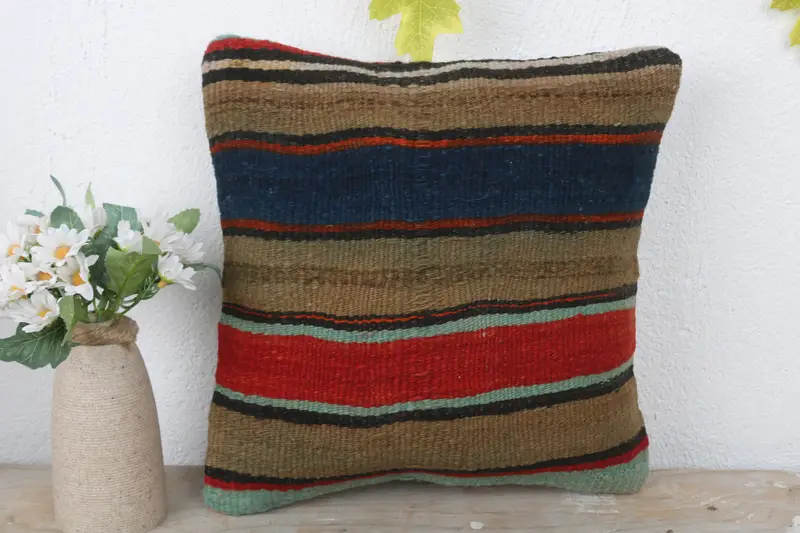 Boho Pillow Sham Cover, Bed Pillow, 12x12 Red Cushion, Pillow for Couch, Wholesale Pillow, Vintage Kilim Throw Pillow, Pillow Cover, Outdoor Cushion - 2