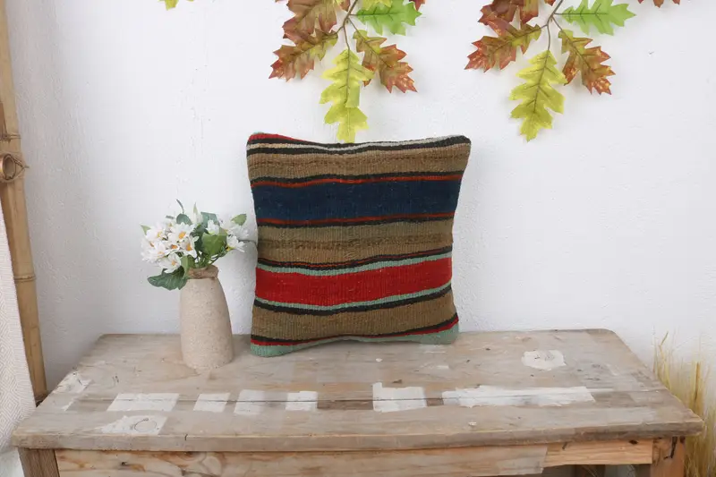 Boho Pillow Sham Cover, Bed Pillow, 12x12 Red Cushion, Pillow for Couch, Wholesale Pillow, Vintage Kilim Throw Pillow, Pillow Cover, Outdoor Cushion - 1