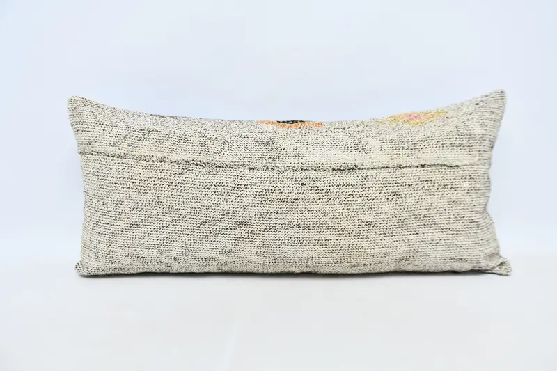 Cushion Case, 16x36 Gray Pillow Case, Turkish Pillow, Turkish Corner Cushion Case, Interior Designer Pillow, Kilim Pillow Cover, Toss Pillow - 1