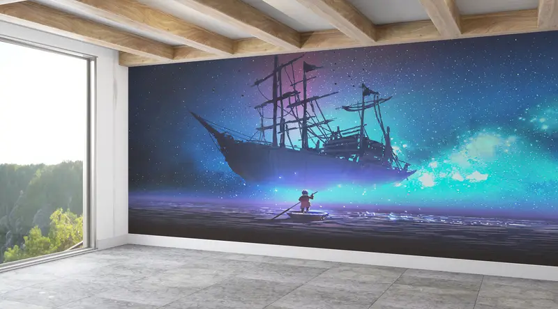 Modernes Handlitt, abstrakte Wand Wandmalerei, helles Wandpapier, benutzerdefiniertes Handypapier, abstrakte Wandmalerei, abstrakte Bootswandmalerei, - 9
