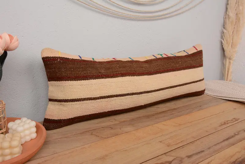 12x36 Beige Pillow Case, Vintage Pillow, Handmade Kilim Cushion, Pillow Case, Throw Kilim Pillow, Vintage Cushion Case, Armchair Pillow - 1