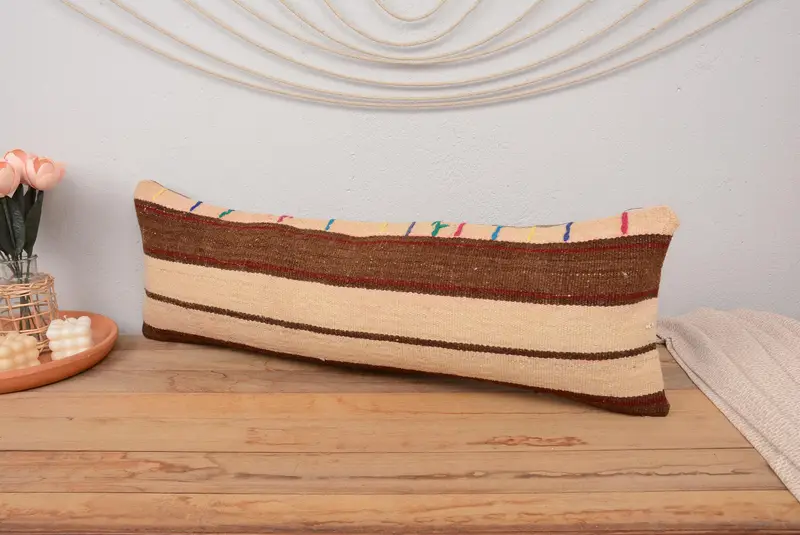 12x36 Beige Pillow Case, Vintage Pillow, Handmade Kilim Cushion, Pillow Case, Throw Kilim Pillow, Vintage Cushion Case, Armchair Pillow - 4
