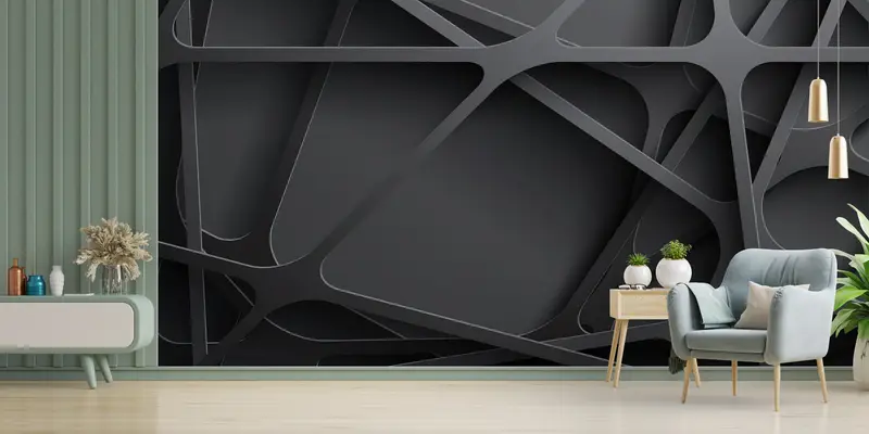 Abstract Wall Print, 3d Wallpaper, 3d Effect Wall Art, Fashion Wall Print, Black Modern Wall Paper, Metallic Effect Wall Paper, - 8