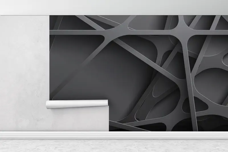Abstract Wall Print, 3d Wallpaper, 3d Effect Wall Art, Fashion Wall Print, Black Modern Wall Paper, Metallic Effect Wall Paper, - 6