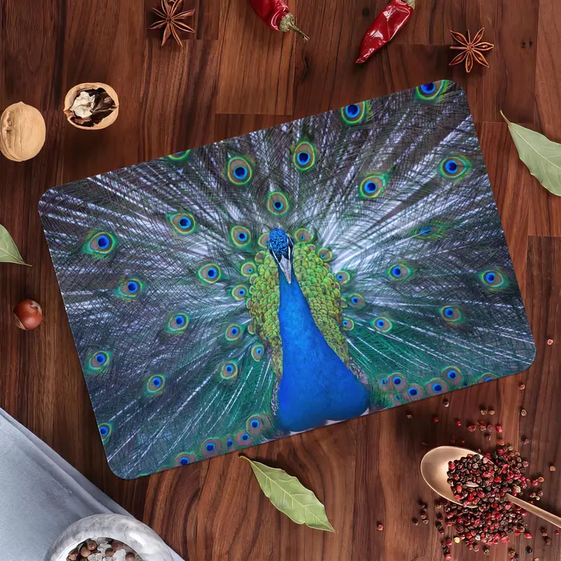 Tavus Kuşu Mavi Cam Kesme Tahtası, Modern Lüks Mutfağın Temeli