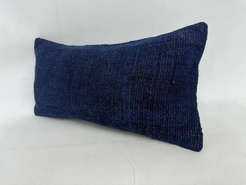 Blue Southwestern Embroidered Pillow, 10x20 Inches Throw Pillow - 3