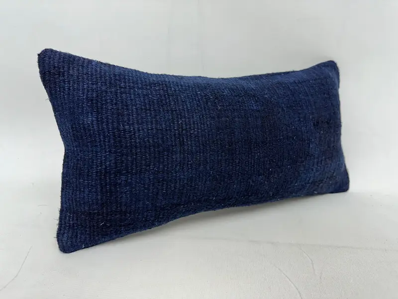 Blue Southwestern Embroidered Pillow, 10x20 Inches Throw Pillow - 2