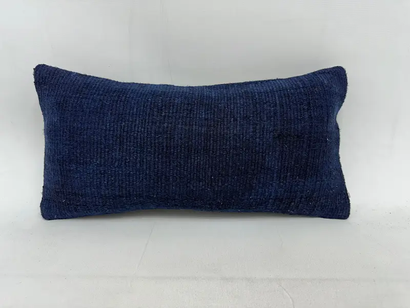 Blue Southwestern Embroidered Pillow, 10x20 Inches Throw Pillow - 1