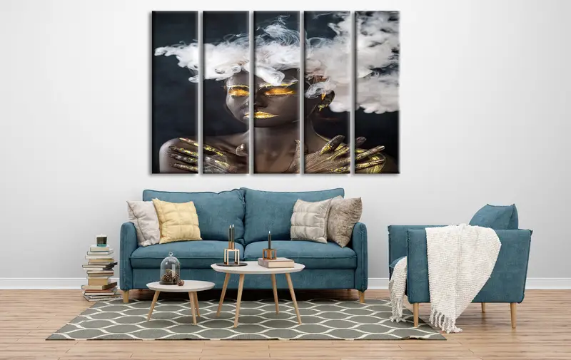 Black Woman Canvas, Thinking Woman Wall Art Canvas, Canvas Print, Wall Hanging Decor, African Woman, Home Decor Wall Art, Framed Painting, - 5