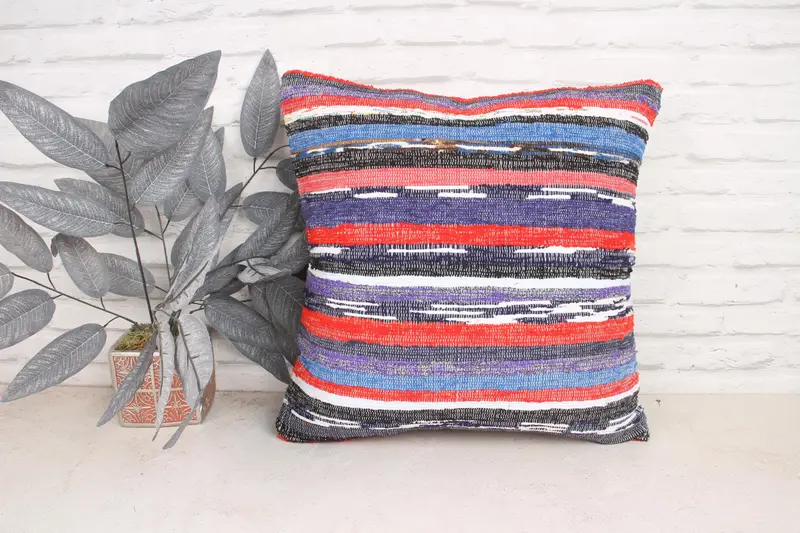 Pillow for Sofa, Cushion Case, 20x20 Purple Cushion, Vintage Kilim Throw Pillow, Muted Cushion, Authentic Cushion Cover, Gift Pillow - 1