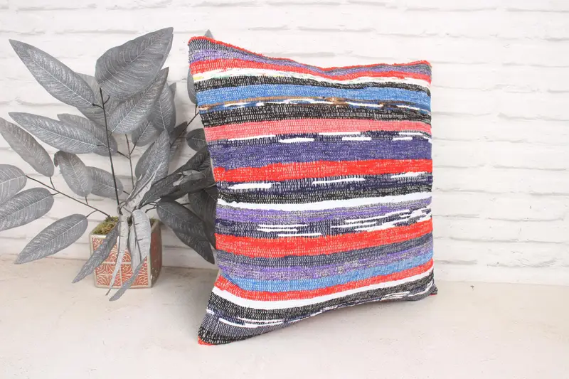 Pillow for Sofa, Cushion Case, 20x20 Purple Cushion, Vintage Kilim Throw Pillow, Muted Cushion, Authentic Cushion Cover, Gift Pillow - 3