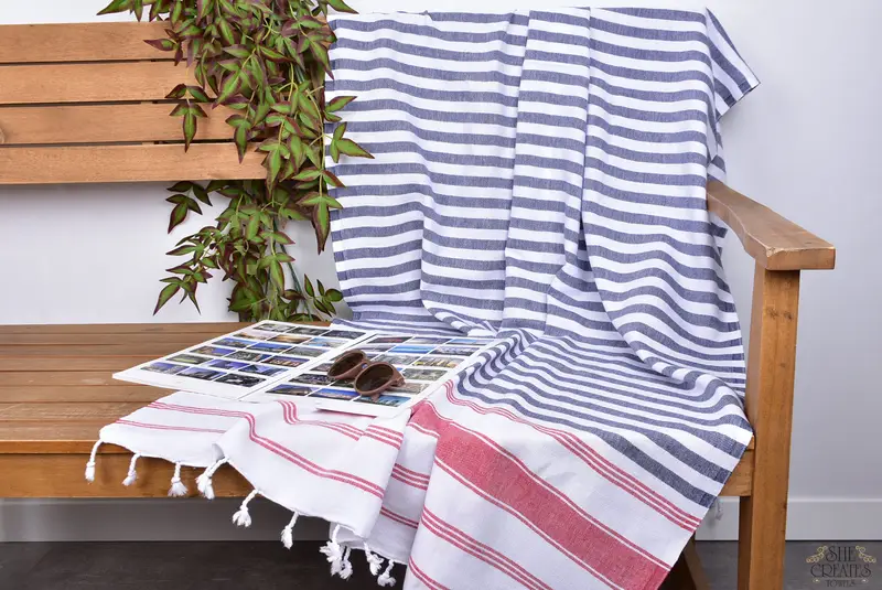 Pool Towels, Handmade Gift, 70x40 Cotton Striped Towel, Bachelorette Gifts, Bathroom Towel, Bachelorette Party Decorations, Embroidery Towel - 3